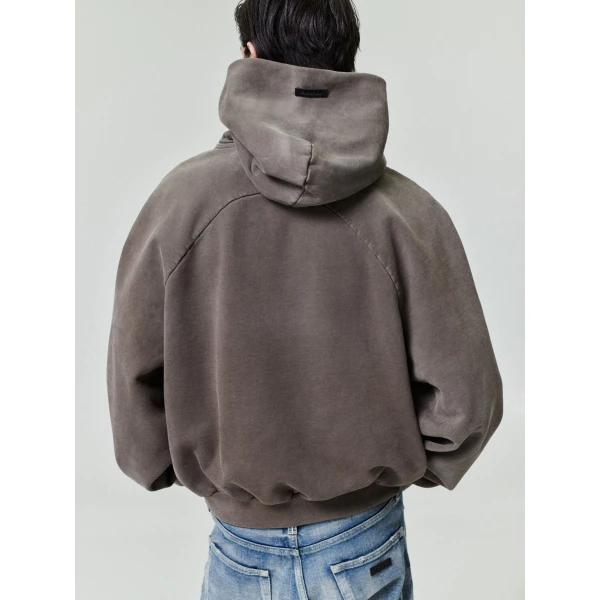 Fear of God Sunfaded Classic Half Raglan Hoodie with Pocket in Faded Brown | Sweatshirts | Coveti