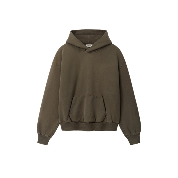Fear of God Sunfaded Classic Half Raglan Hoodie with Pocket in Faded Brown | Coveti