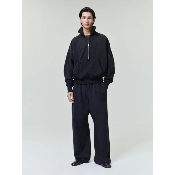 Fear of God Sunfaded Half Zip Polo Sweatshirt in Black | Sweatshirts | Coveti