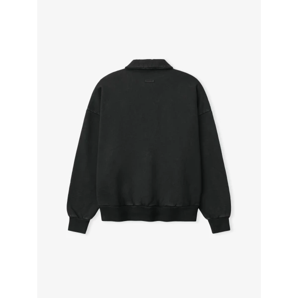 Fear of God Sunfaded Half Zip Polo Sweatshirt in Black | Sweatshirts | Coveti