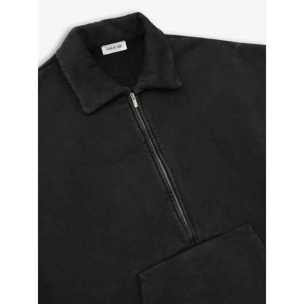 Fear of God Sunfaded Half Zip Polo Sweatshirt in Black | Sweatshirts | Coveti