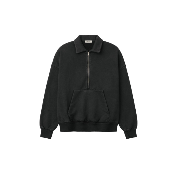 Fear of God Sunfaded Half Zip Polo Sweatshirt in Black | Coveti