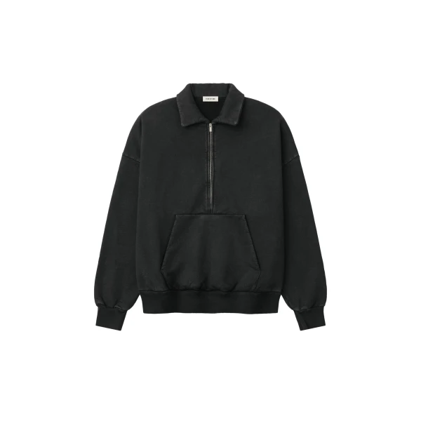 Fear of God Sunfaded Half Zip Polo Sweatshirt in Black | Coveti
