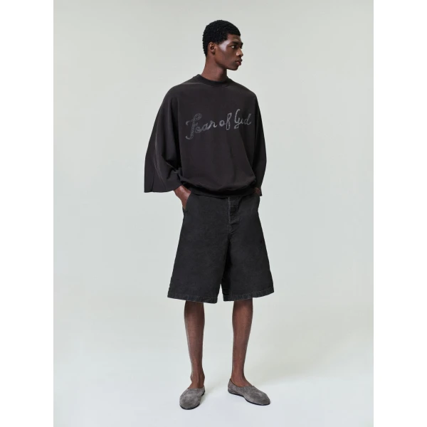 Fear of God Washed Canvas Utility Shorts in Washed Black | Shorts | Coveti
