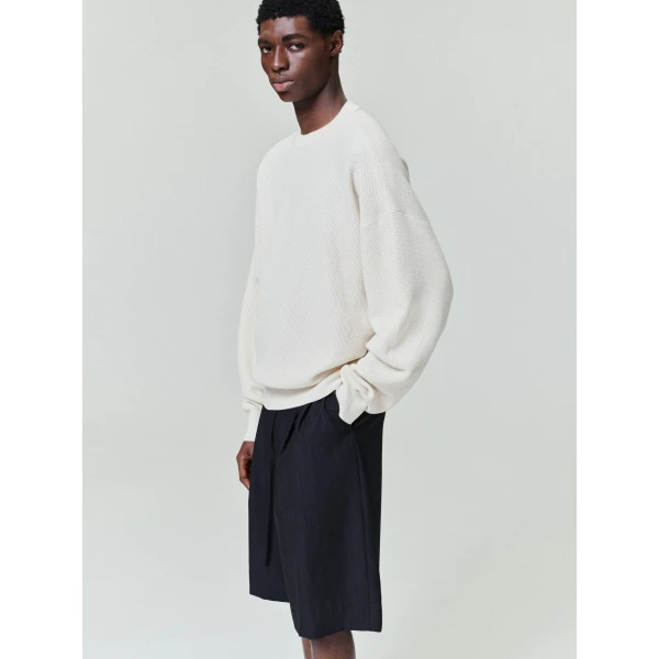Fear of God Wool Cotton Sport Mesh Knit Sweater in Cream | Men Knitwear | Coveti