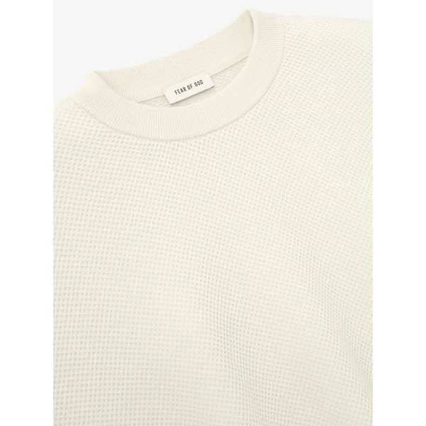 Fear of God Wool Cotton Sport Mesh Knit Sweater in Cream | Men Knitwear | Coveti