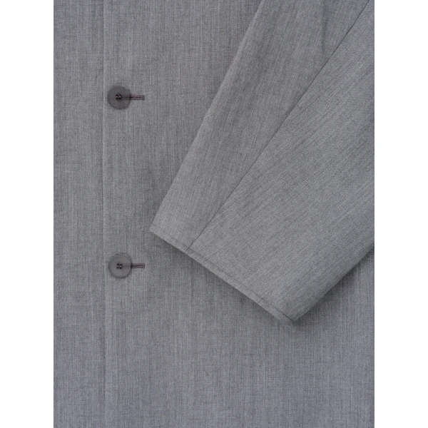 Fear of God Wool Linen Collarless Sport Jacket in Metallic Grey | Men Jackets | Coveti