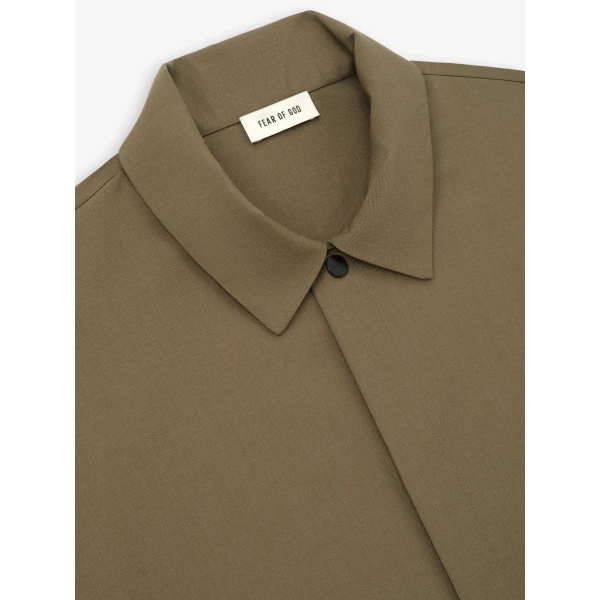 Fear of God Wool Poplin Relaxed Shirt in Clay | Men Shirts | Coveti