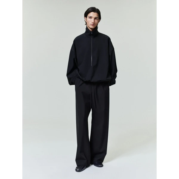 Fear of God Wool Ripstop Half Zip Track Jacket in Black | Men Jackets | Coveti