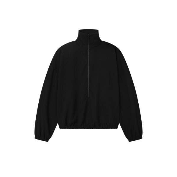 Fear of God Wool Ripstop Half Zip Track Jacket in Black | Coveti