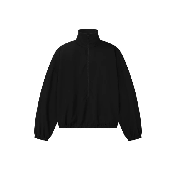 Fear of God Wool Ripstop Half Zip Track Jacket in Black | Coveti