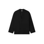 Fear of God Wool Ripstop Relaxed Cropped Lapelless Jacket in Black | Coveti