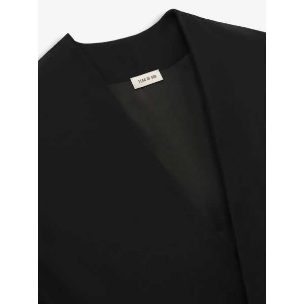 Fear of God Wool Ripstop Relaxed Cropped Lapelless Jacket in Black | Men Jackets | Coveti