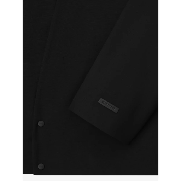Fear of God Wool Ripstop Relaxed Cropped Lapelless Jacket in Black | Men Jackets | Coveti