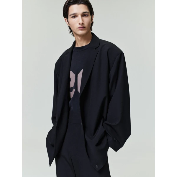 Fear of God Wool Ripstop Relaxed Long Jacket in Black | Men Jackets | Coveti