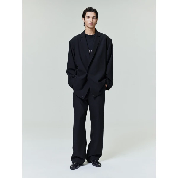 Fear of God Wool Ripstop Relaxed Long Jacket in Black | Men Jackets | Coveti