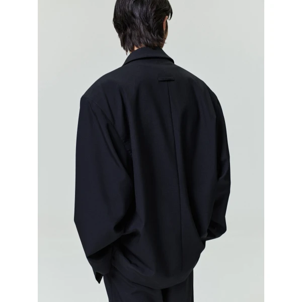 Fear of God Wool Ripstop Relaxed Long Jacket in Black | Men Jackets | Coveti