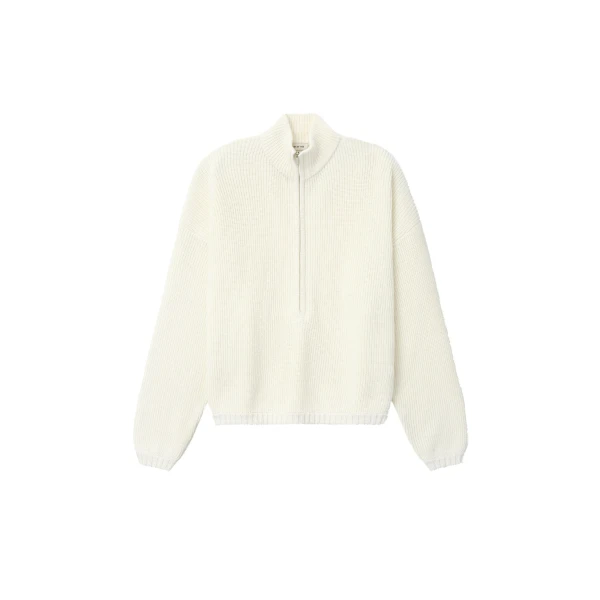 Zip-Up Sweater Long Sleeve in Cream