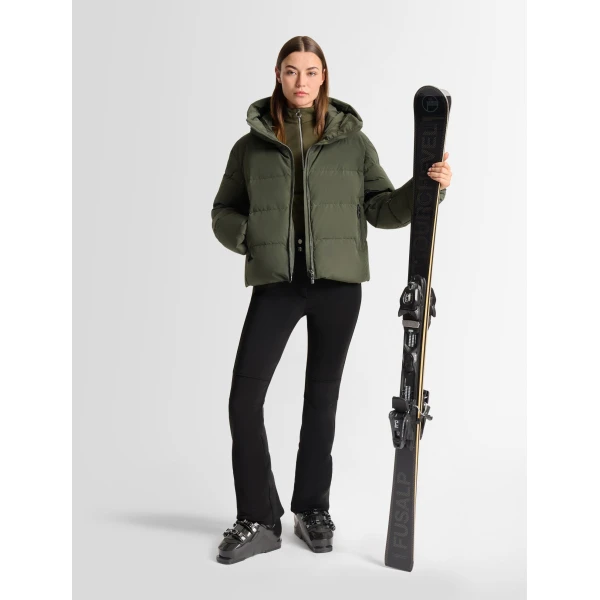 Fusalp Barsy Down Jacket in Moss Green and Black, view 2 | Ski Jackets | Coveti
