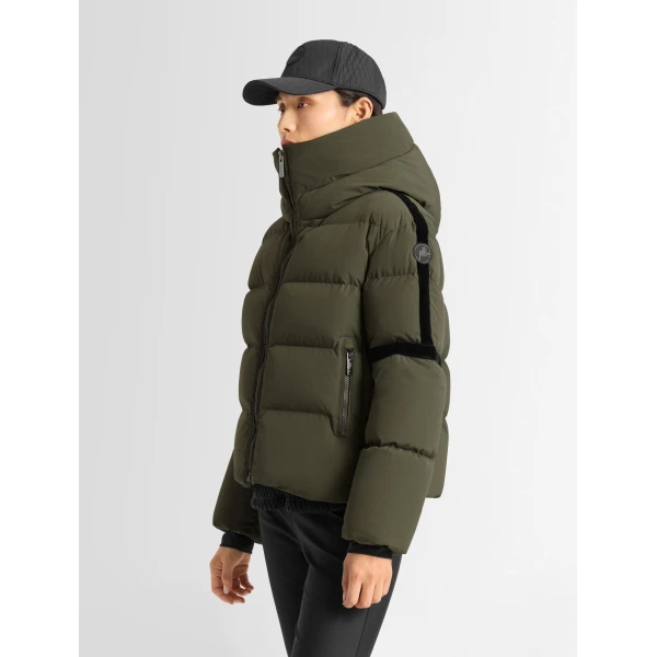 Fusalp Barsy Down Jacket in Moss Green and Black, view 3 | Ski Jackets | Coveti