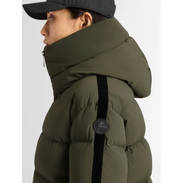 Fusalp Barsy Down Jacket in Moss Green and Black, view 5 | Ski Jackets | Coveti