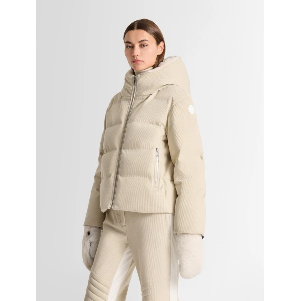 Fusalp Barsy Velvet Down Jacket in Desert, view 3 | Ski Jackets | Coveti
