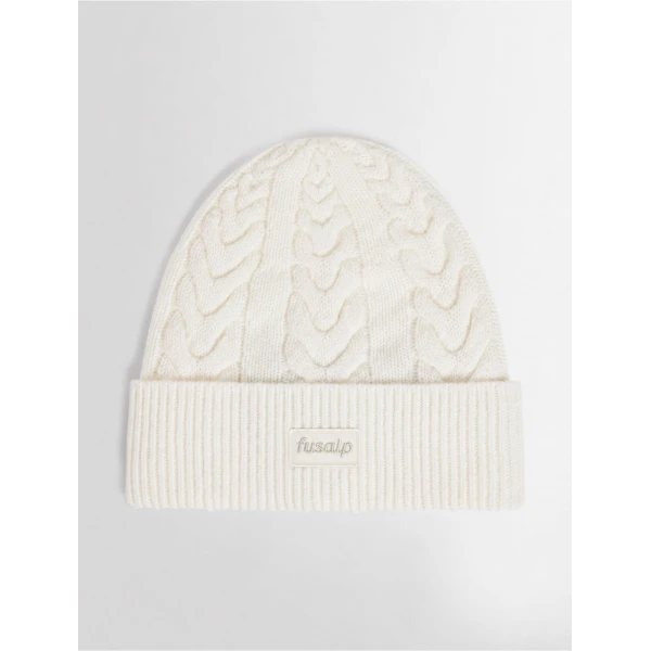 Fusalp Cable Beanie in Snow, view 2 | Hats | Coveti
