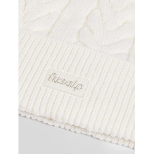 Fusalp Cable Beanie in Snow, view 3 | Hats | Coveti