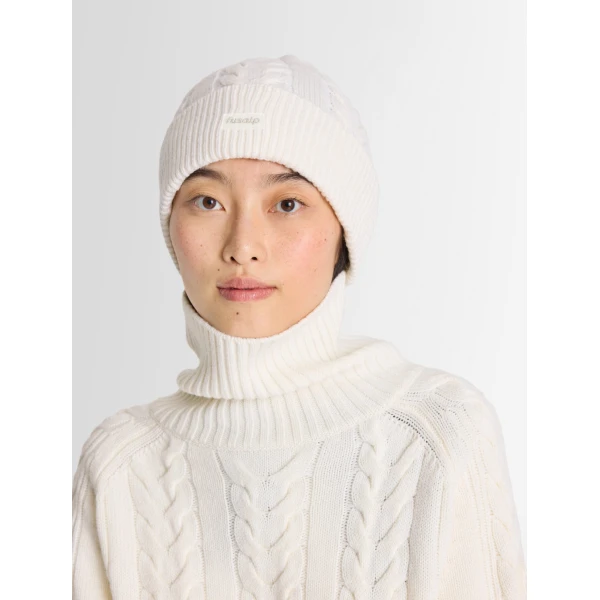 Fusalp Cable Beanie in Snow, view 5 | Hats | Coveti
