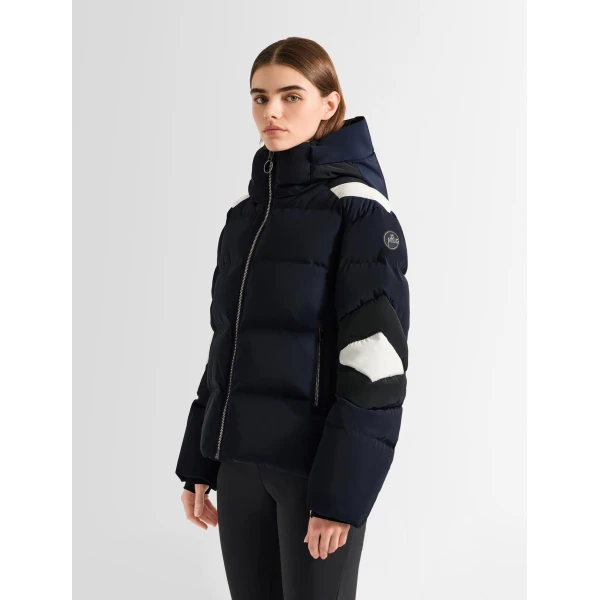 Fusalp Charloy Down Jacket in Navy, Black and Snow, view 3 | Ski Jackets | Coveti