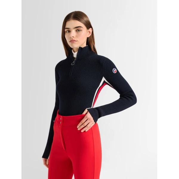 Fusalp Deltanao Sweater in Navy, Racing Red and Snow, view 2 | Sweaters | Coveti