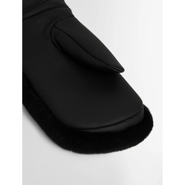 Fusalp Fake Fur Ski Gloves in Black, view 3 | Gloves | Coveti