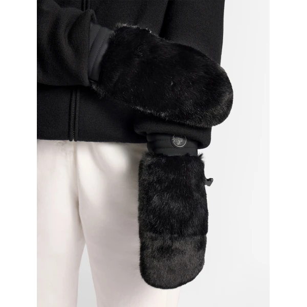 Fusalp Fake Fur Ski Gloves in Black, view 5 | Gloves | Coveti