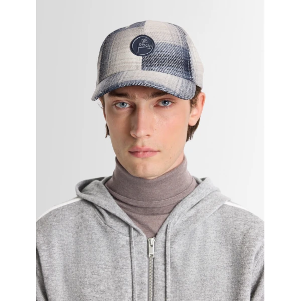 Fusalp Gavi Cap in Ombre Check Arctic Wolf and Grove, view 5 | Hats | Coveti
