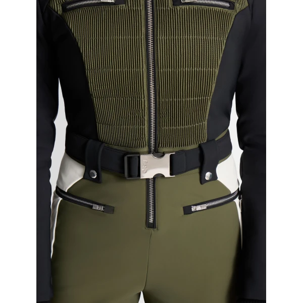 Fusalp Jorket Ski Suit in Moss Green, Black and Snow, view 5 | Ski Suits | Coveti