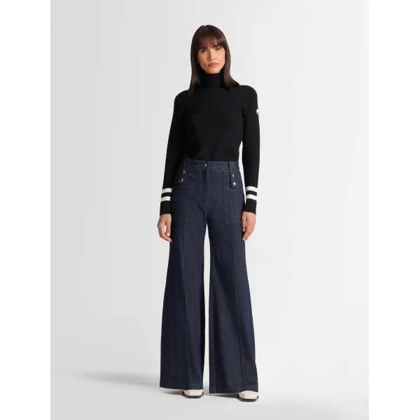 Fusalp Judith Sweater in Black and Snow, view 2 | Turtlenecks | Coveti
