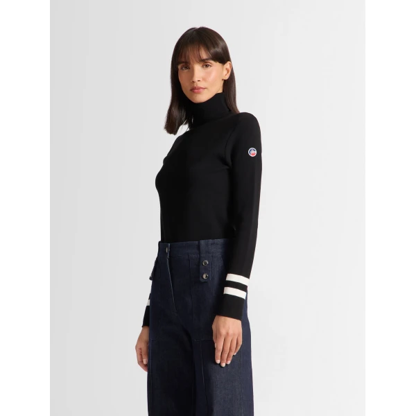 Fusalp Judith Sweater in Black and Snow, view 3 | Turtlenecks | Coveti