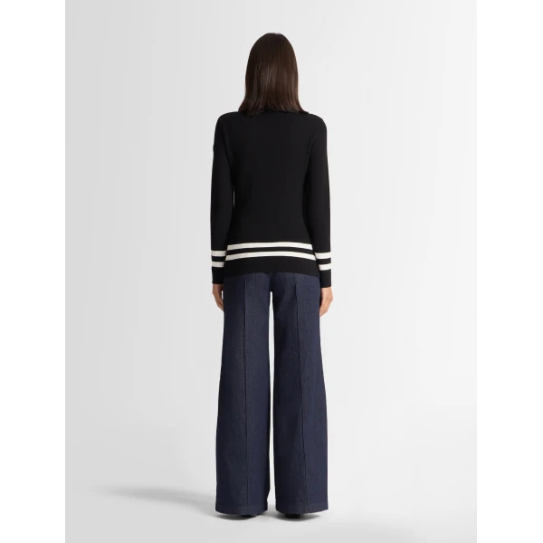 Fusalp Judith Sweater in Black and Snow, view 4 | Turtlenecks | Coveti