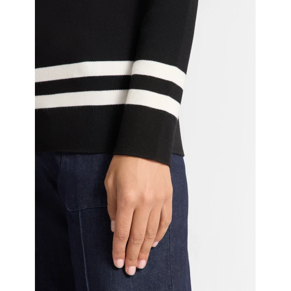 Fusalp Judith Sweater in Black and Snow, view 5 | Turtlenecks | Coveti