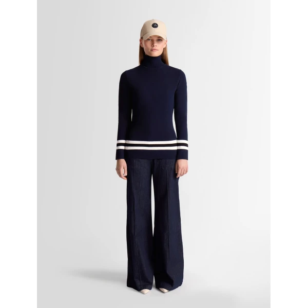 Fusalp Judith Sweater in Navy and Snow, view 2 | Turtlenecks | Coveti