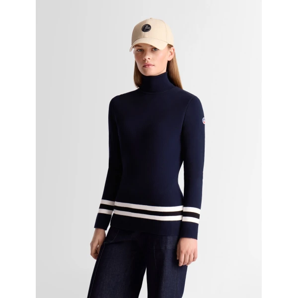 Fusalp Judith Sweater in Navy and Snow, view 3 | Turtlenecks | Coveti