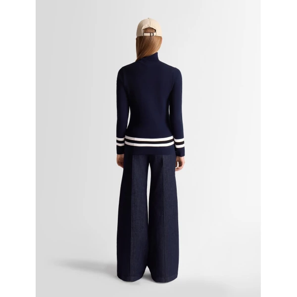 Fusalp Judith Sweater in Navy and Snow, view 4 | Turtlenecks | Coveti