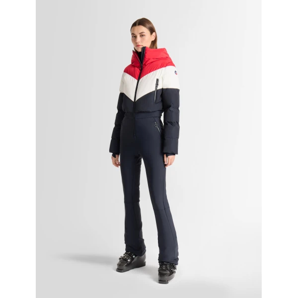 Fusalp Kira Ski Suit in Navy and Racing Red, view 3 | Ski Suits | Coveti