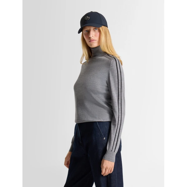 Fusalp Laryana Sweater in Mouse Grey and Black, view 3 | Turtlenecks | Coveti