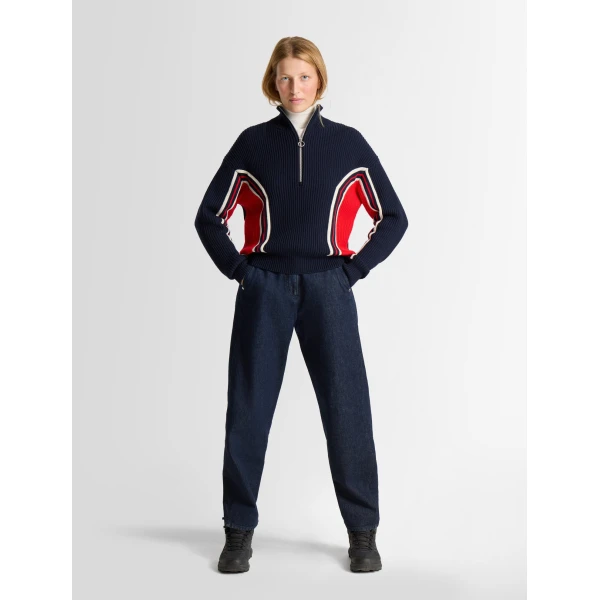 Fusalp Mirala Sweater in Navy, Racing Red and Snow, view 2 | Sweaters | Coveti