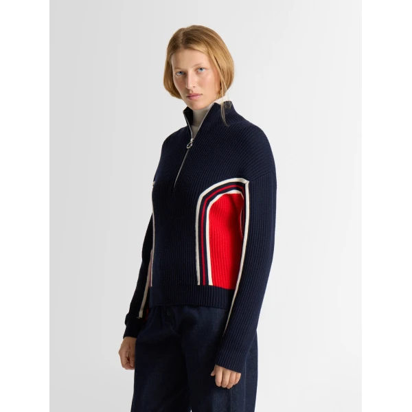 Fusalp Mirala Sweater in Navy, Racing Red and Snow, view 3 | Sweaters | Coveti