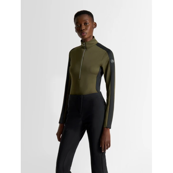 Fusalp Negam Thermal Layer in Moss Green and Black, view 3 | Base Layers | Coveti