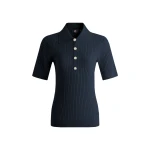 Fusalp Vera Short-Sleeve Polo Shirt in Navy | Short Sleeved | Coveti