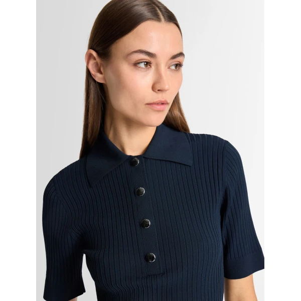 Fusalp Vera Short-Sleeve Polo Shirt in Navy, view 3 | Short Sleeved | Coveti
