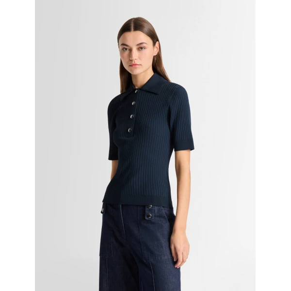 Fusalp Vera Short-Sleeve Polo Shirt in Navy, view 4 | Short Sleeved | Coveti